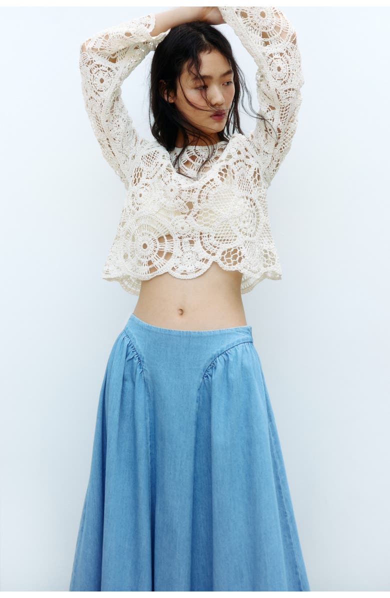 H&M Crochet-look Top, Alternate, color, Cream