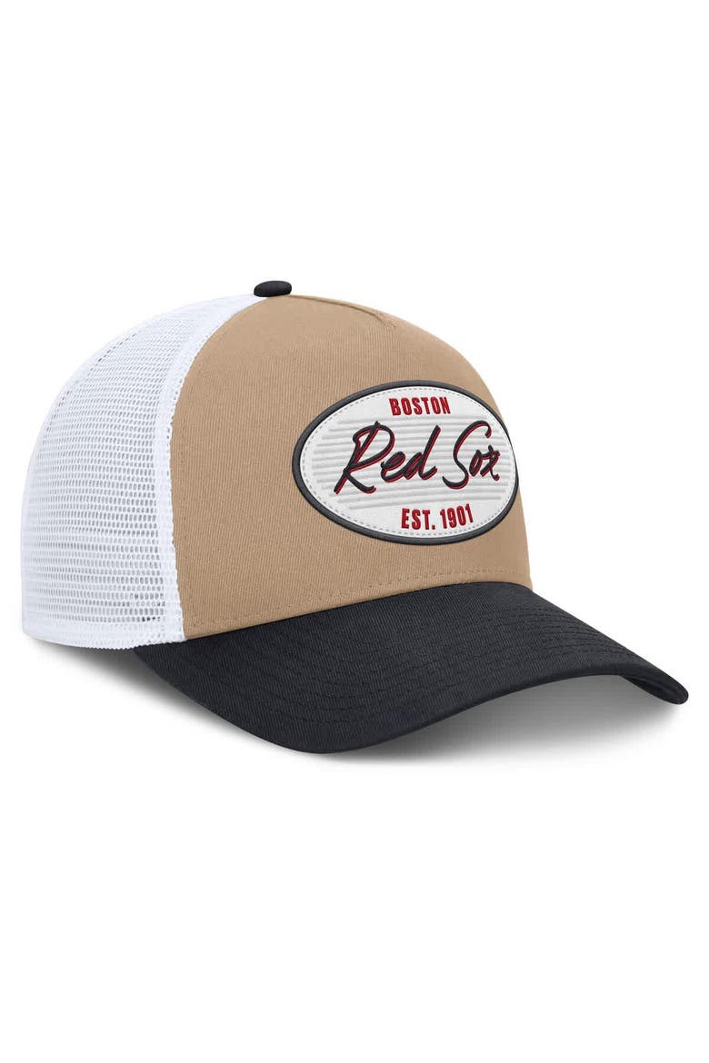 Men's Nike  Khaki/Navy Boston Red Sox Rise A-Frame Trucker Adjustable Hat, Alternate, color, Khaki