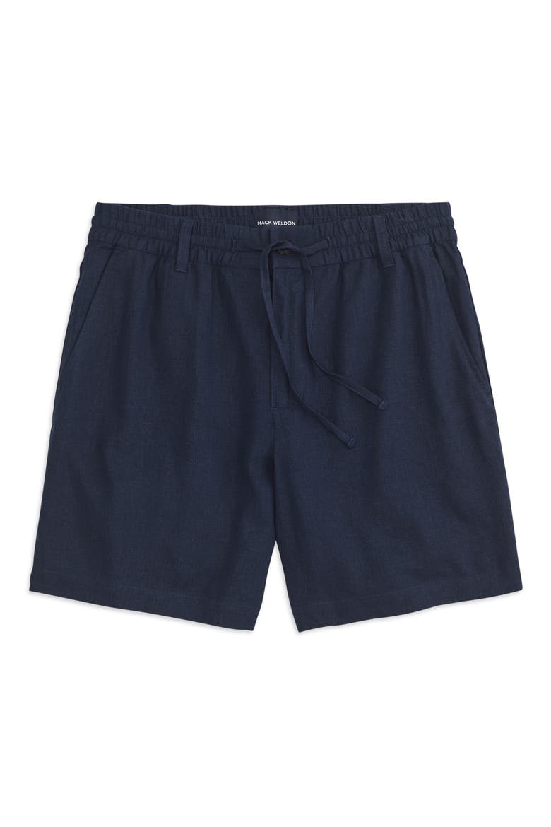Linen Blend Drawstring Shorts, Main, color, TRUE NAVY