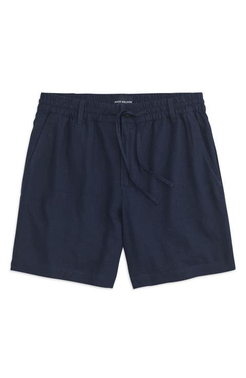 Linen Blend Drawstring Shorts
