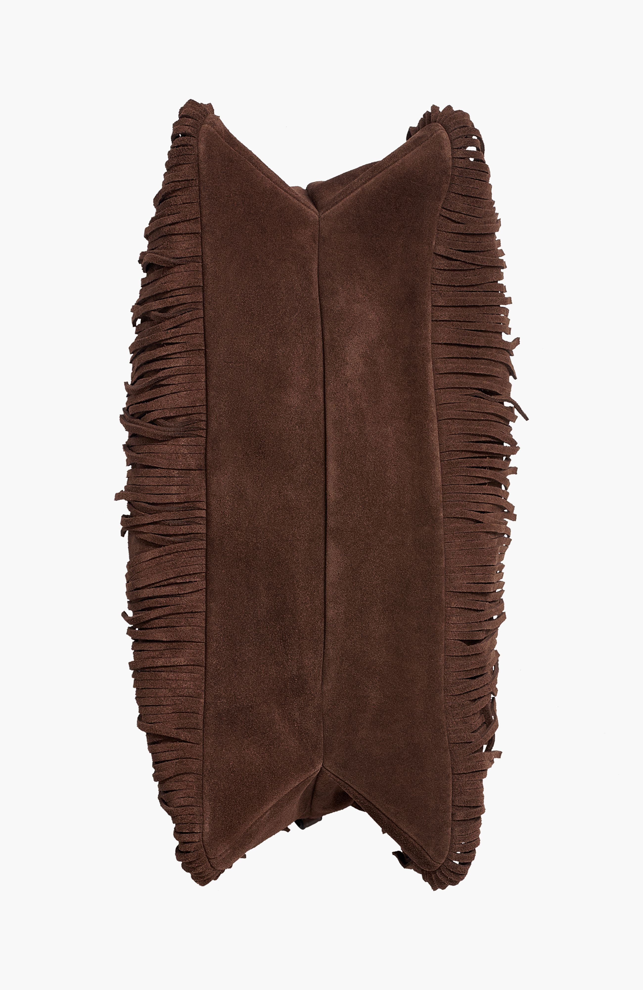 Donna Karan New York Velvet Suede Fringe Large Shoulder, Alternate, color, Chocolate