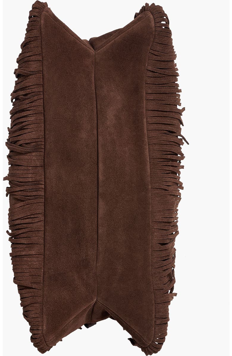 Donna Karan New York Velvet Suede Fringe Large Shoulder, Alternate, color, Chocolate