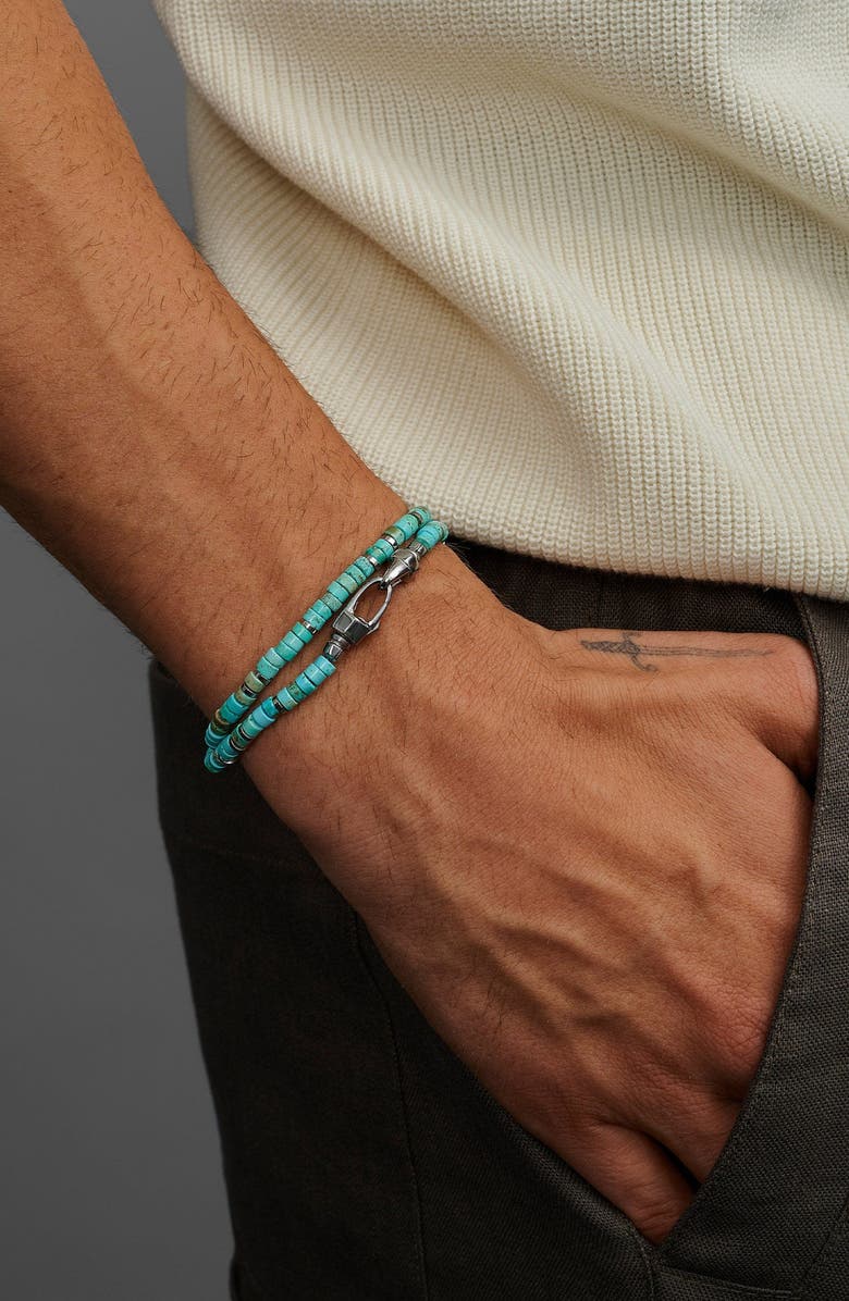 Nialaya Turquoise Heishi Wrap Bracelet, Alternate, color, Turquoise