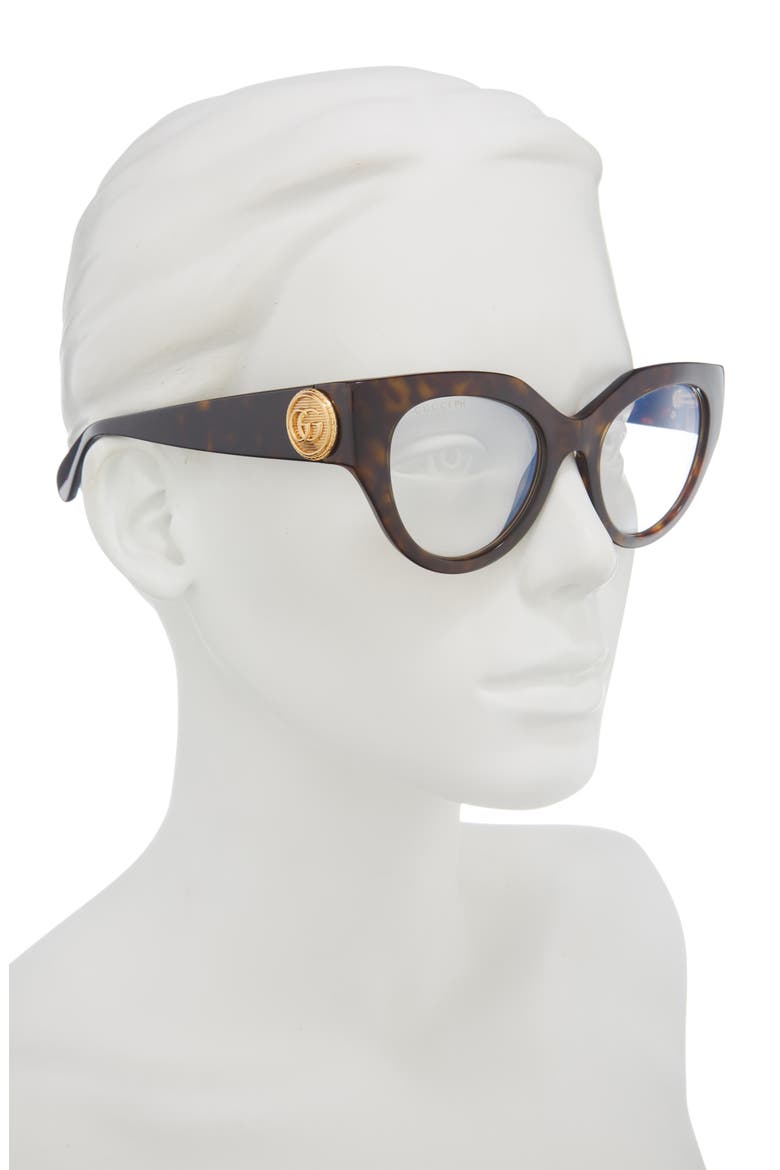52mm Cat Eye Novelty Optical Frames, Alternate, color, HAVANA HAVANA TRANSPARENT