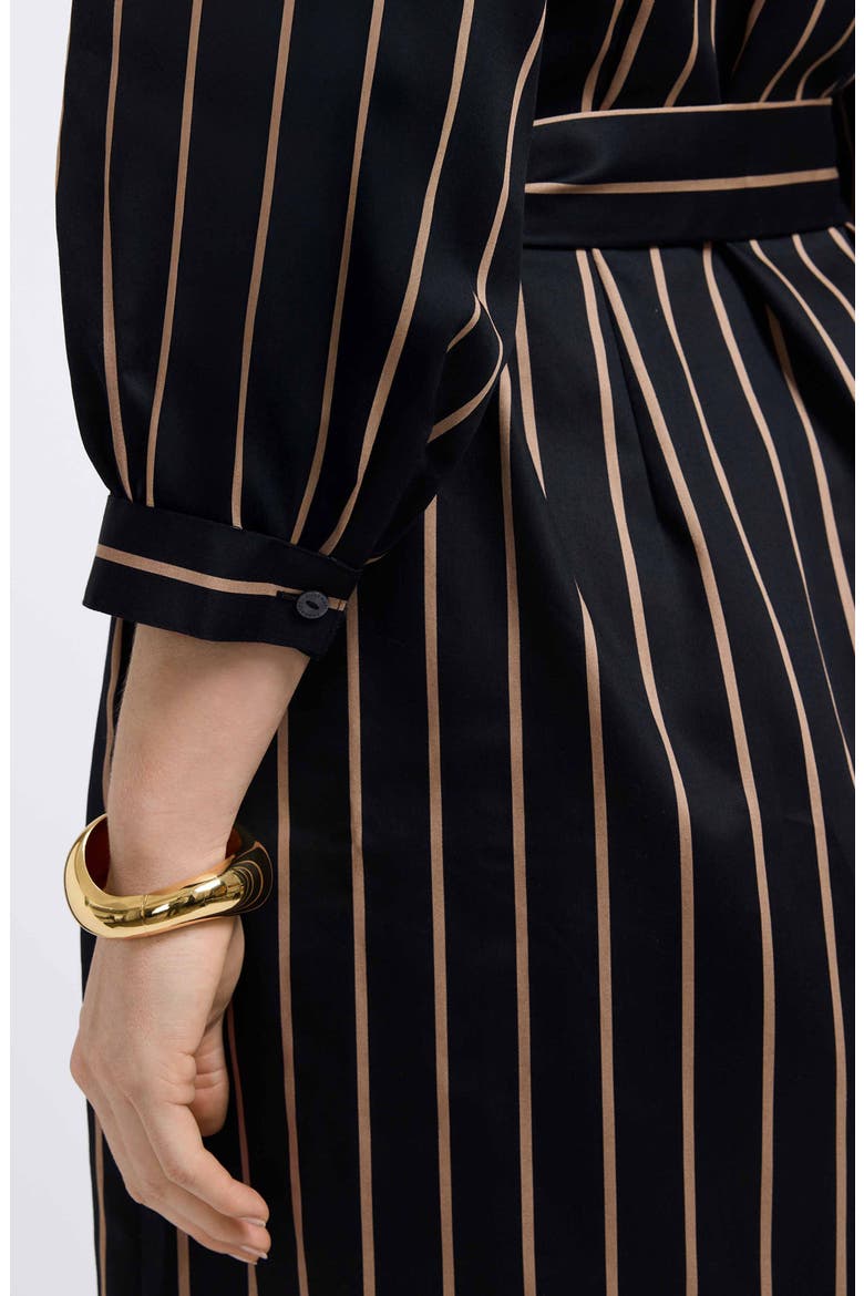 Esther Stripe Cotton Shirtdress, Alternate, color, BLACK/ ALMOND