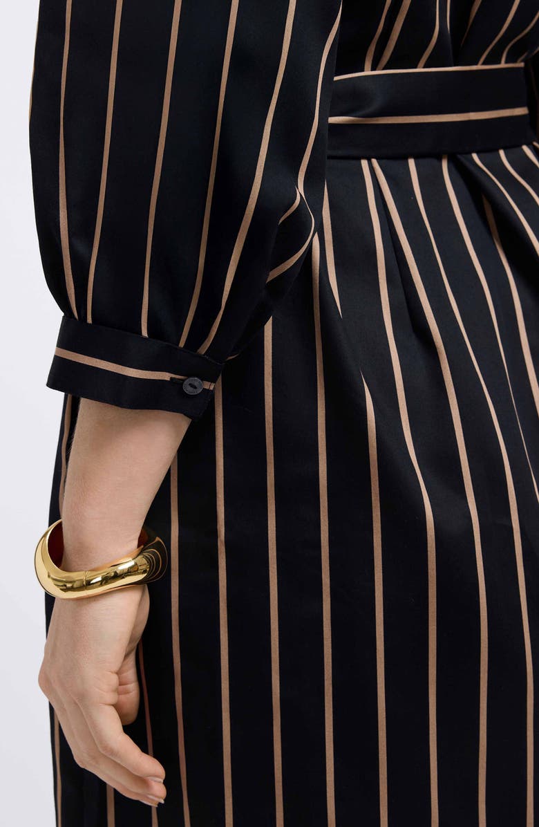 Foxcroft Esther Stripe Cotton Shirtdress, Alternate, color, Black/ Almond