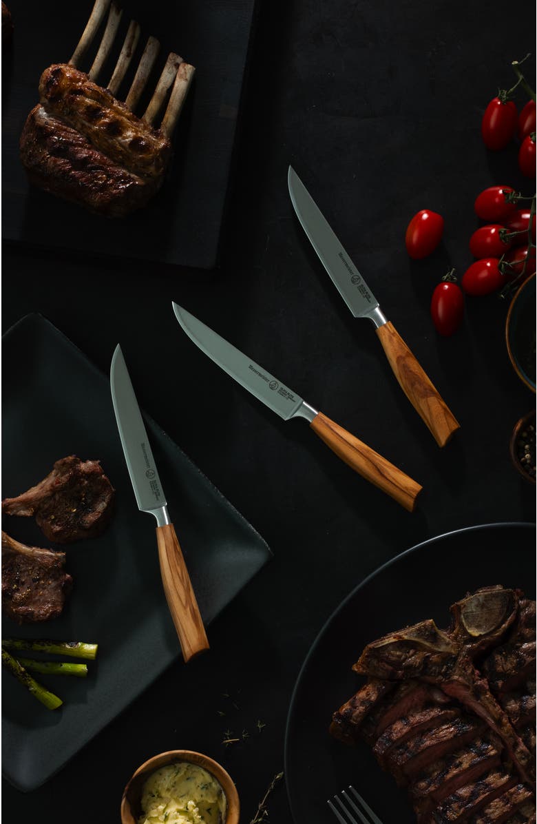 Messermeister Oliva Elite 4 Piece Fine-Edge Steak Knife Set, Alternate, color, Oliva