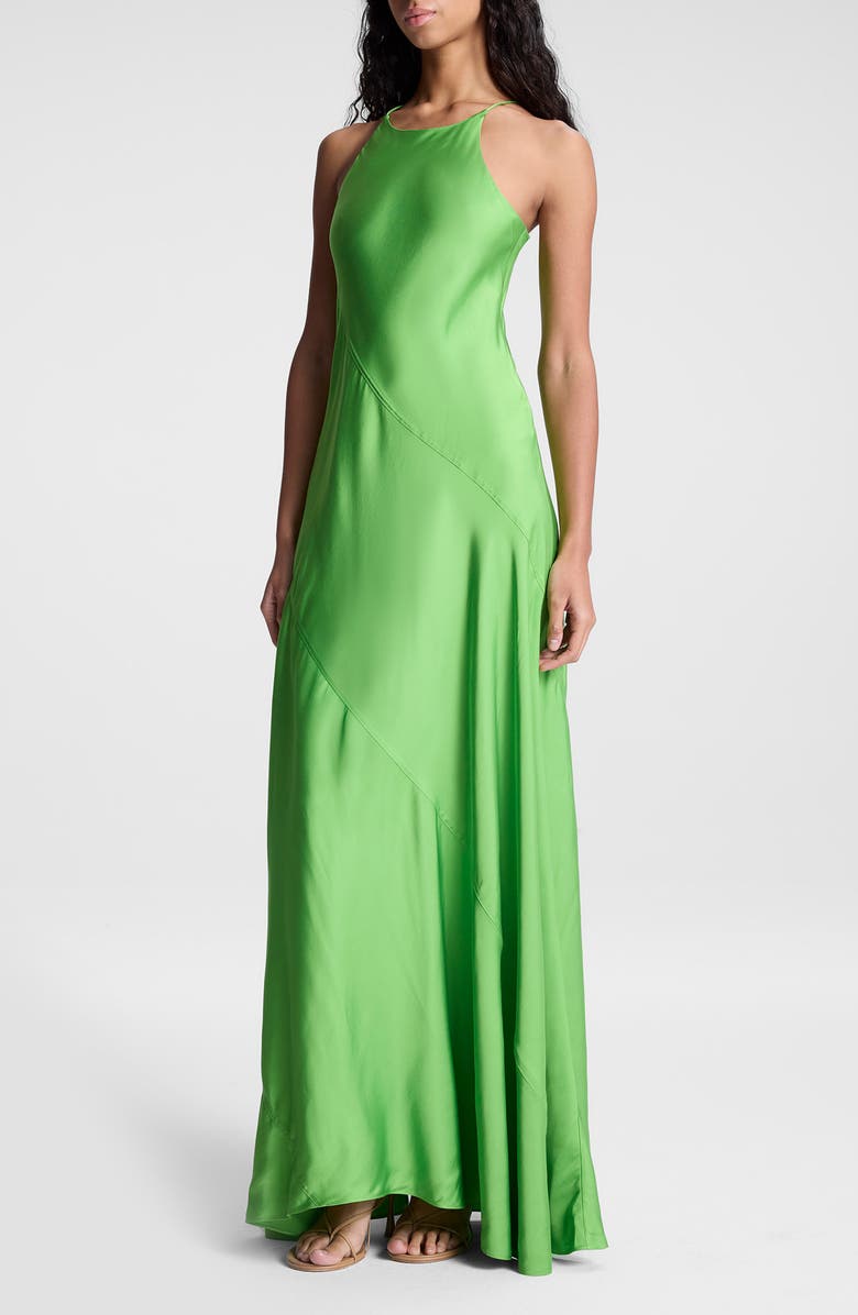 A.L.C. Sybil Bias Cut Satin Maxi Dress, Main, color, Lily Green