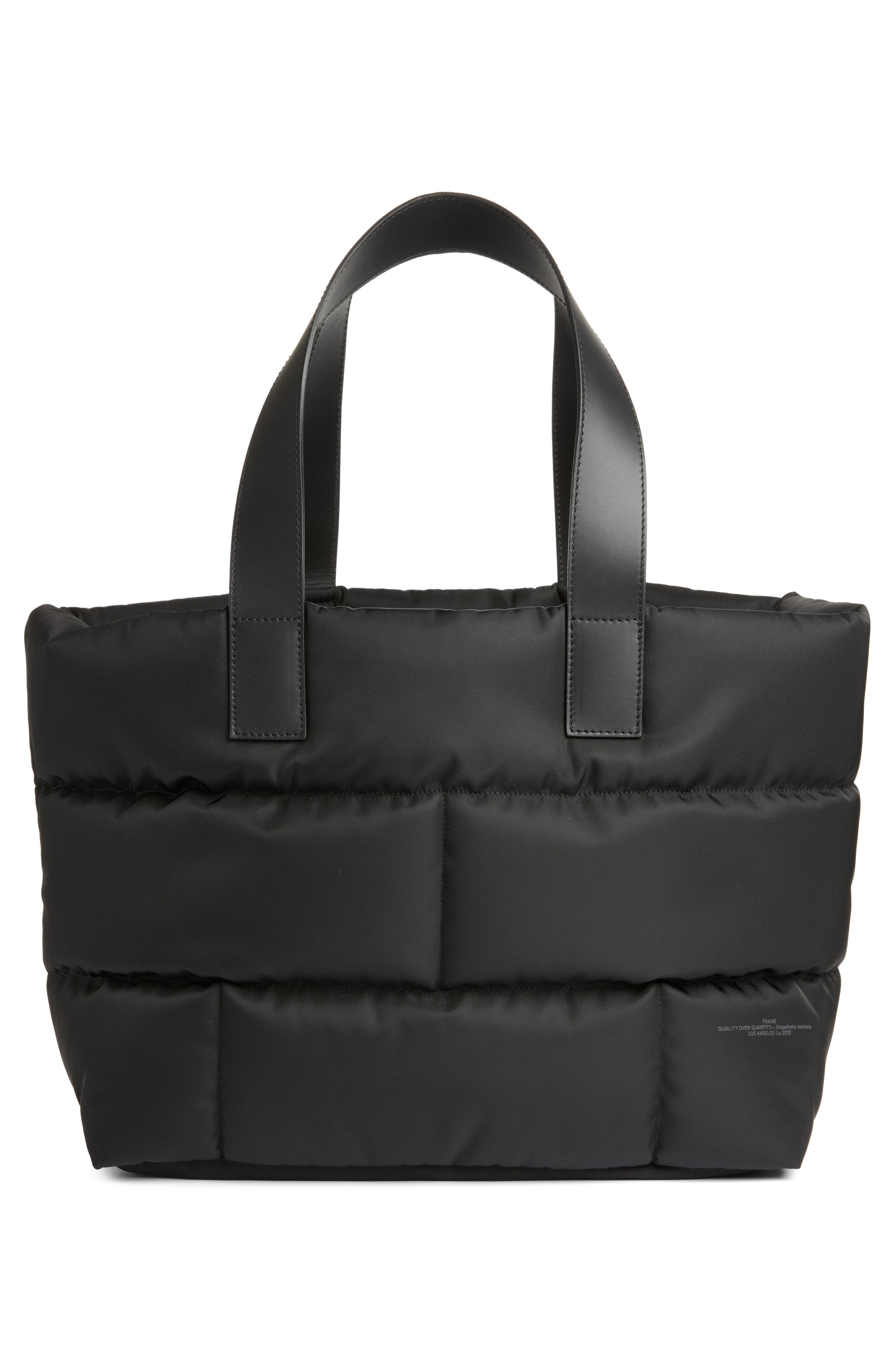 FRAME Plaque Nylon Quilted Tote, Alternate, color, Noir