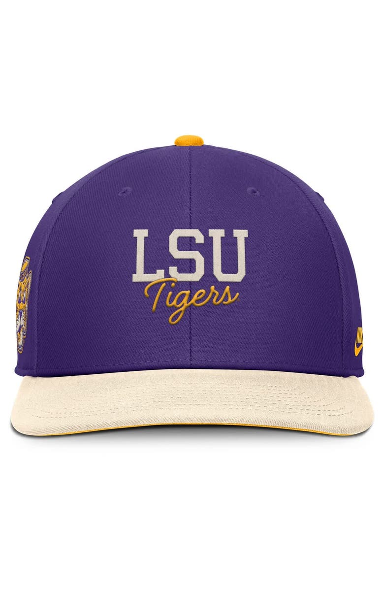Nike Men's Nike Purple/Cream LSU Tigers Pro Legacy Script Snapback Hat, Alternate, color, Purple