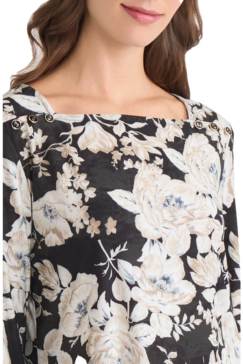 Floral Square Neck Top, Alternate, color, JONES BLACK MULTI