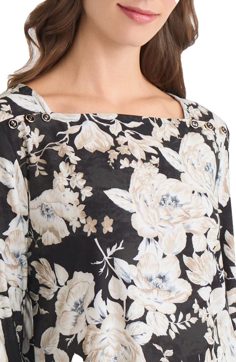 Jones New York Floral Square Neck Top, Alternate, color, Jones Black Multi