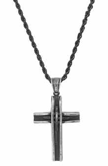 HMY JEWELRY Stainless Steel Oxidized Cross Necklace