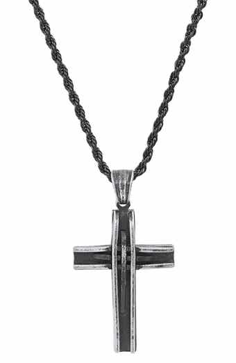 HMY JEWELRY Stainless Steel Oxidized Cross Necklace