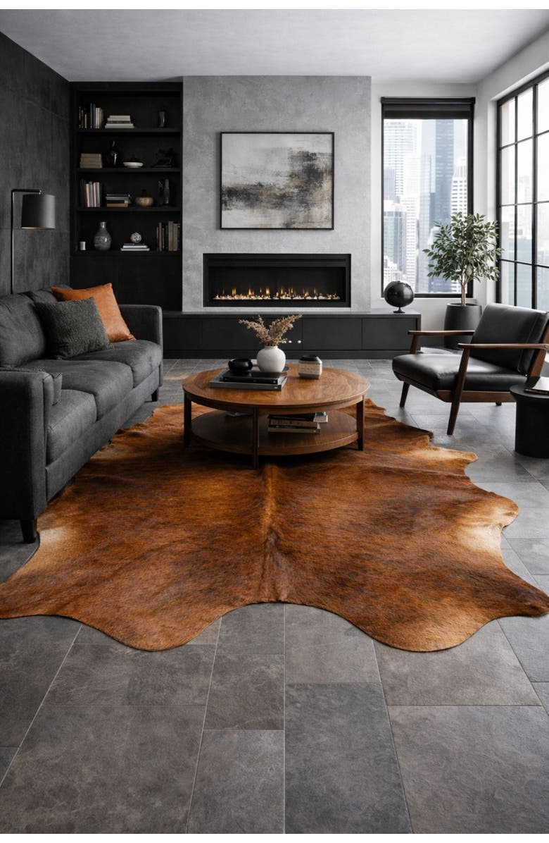 Rhacam Eco Hides RH Rugs Brindle Cowhide Rug 8'1" × 6'6", Alternate, color, Brindle