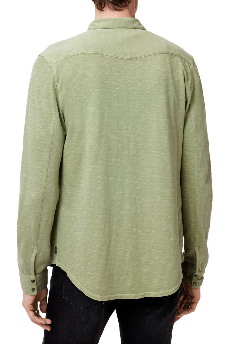 Avron Slub Organic Cotton Knit Snap-Up Western Shirt, Alternate, color, IVY