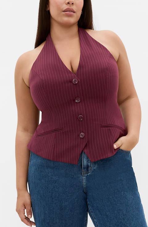Cora Halter Pinstripe Vest