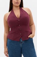 City Chic Cora Halter Pinstripe Vest