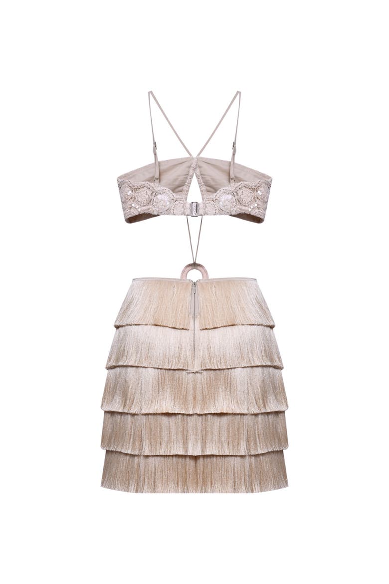 Crochet Bloom Cut Out Mini Dress, Alternate, color, BEIGE