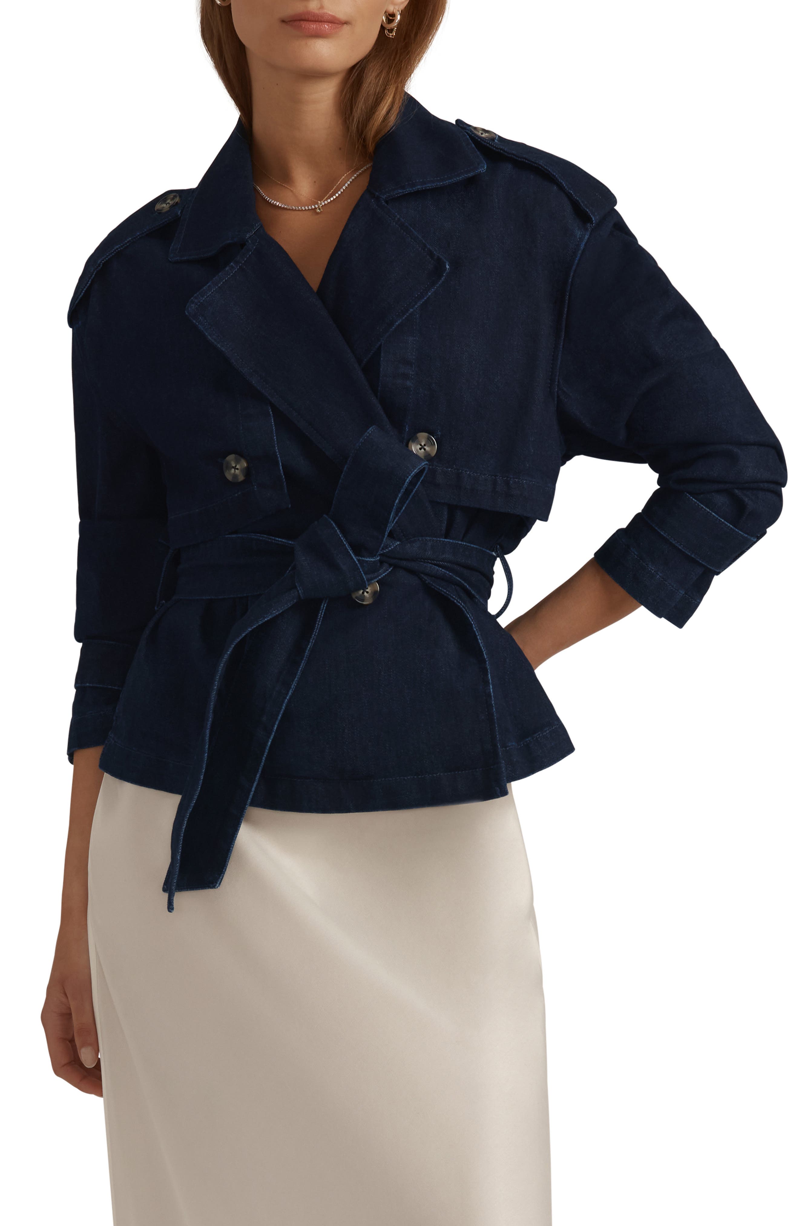 Favorite Daughter The Cropped Charles Denim Trench Coat