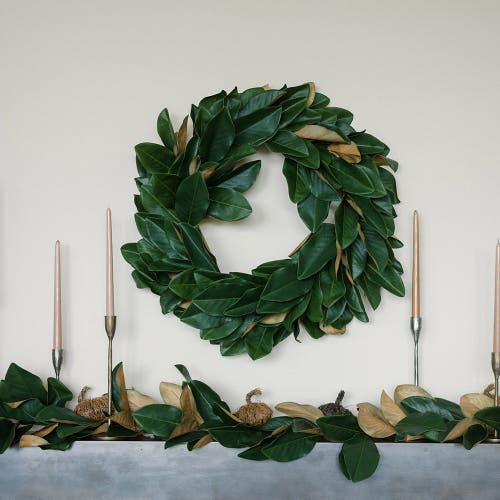Cg Hunter 30 Inch Faux Green Magnolia Leaf Wreath In Green