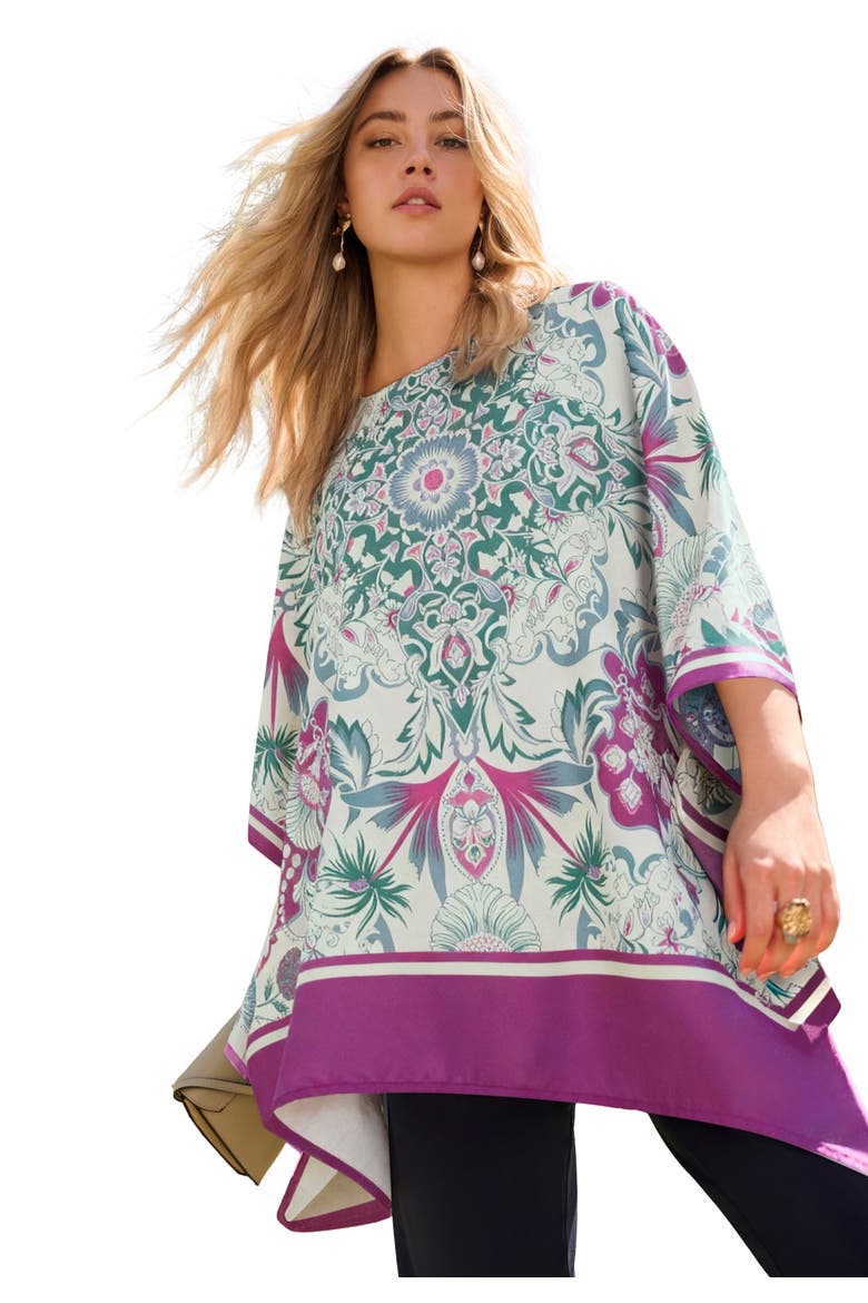 Georgette Poncho, Main, color, LILAC DIAMOND FLORAL