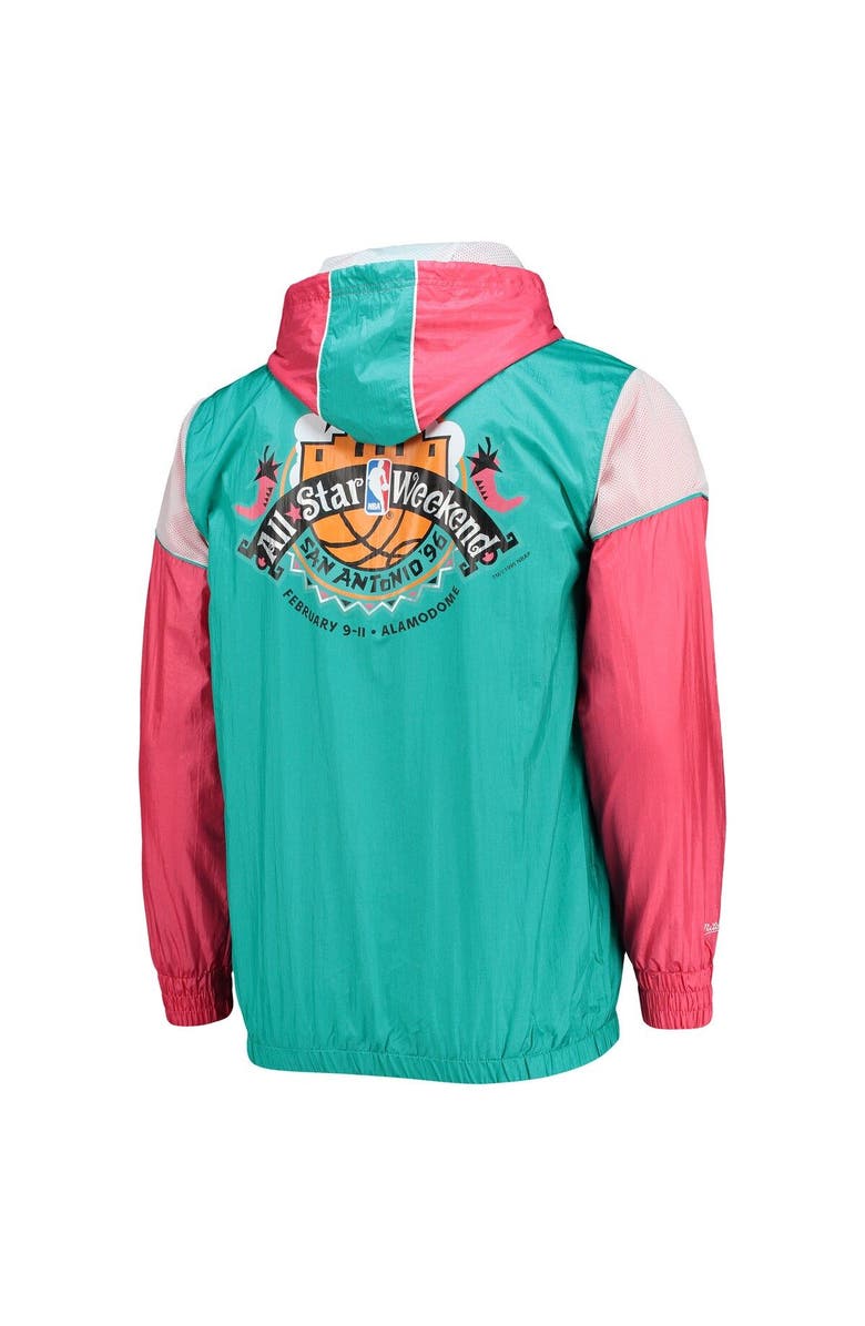 Mitchell & Ness Men's Mitchell & Ness Teal Hardwood Classics 1996 NBA All-Star Weekend Highlight Reel Windbreaker Half-Zip Jacket, Alternate, color,