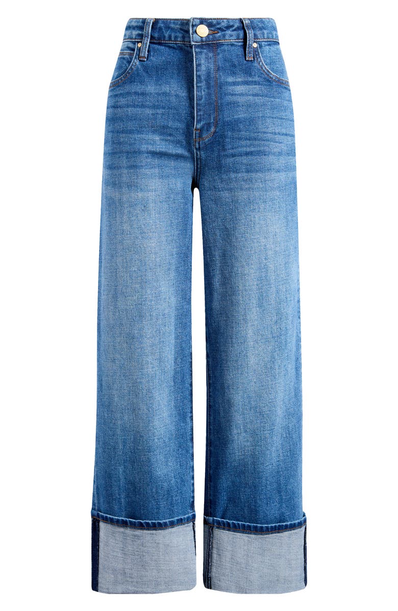 KUT from the Kloth Sienna Cuffed High Waist Wide Leg Jeans, Alternate, color, Alert