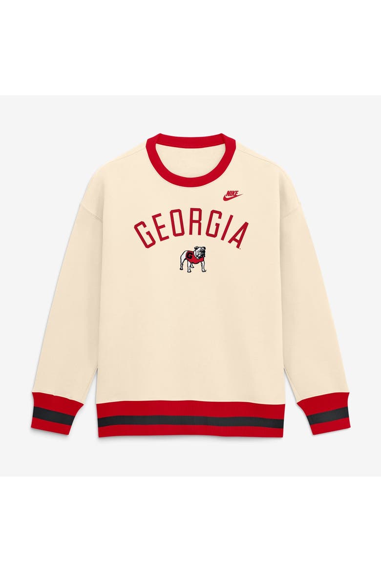 Women's Nike  Natural Georgia Bulldogs Oversized Legacy Arch Phoenix Sweatshirt, Main, color, Natural