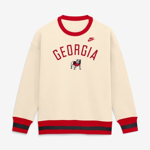 Women's Nike  Natural Georgia Bulldogs Oversized Legacy Arch Phoenix Sweatshirt
