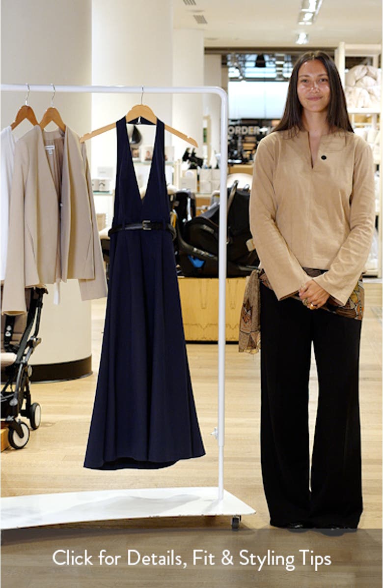 Plunge Halter Neck Belted Midi Dress, sales video thumbnail