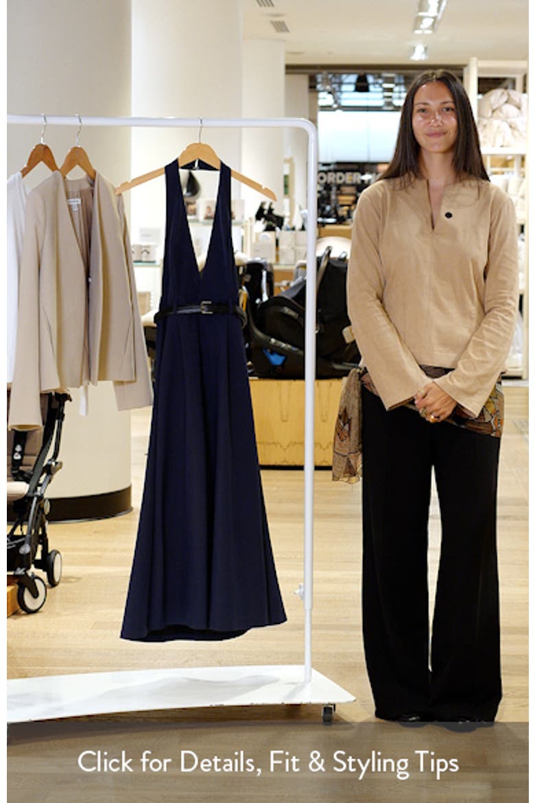 Plunge Halter Neck Belted Midi Dress video