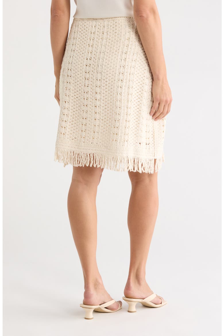 Fringe Trim Crocheted Cotton Skirt, Alternate, color, CREAM