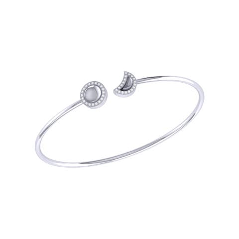 Moon Phases Sterling Silver Diamond Adjustable Cuff