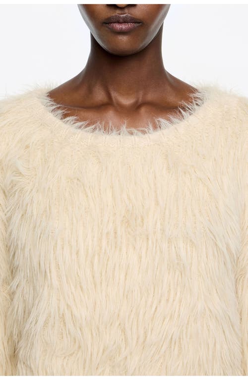 Bimba Y Lola Striped Fur Sweater In White