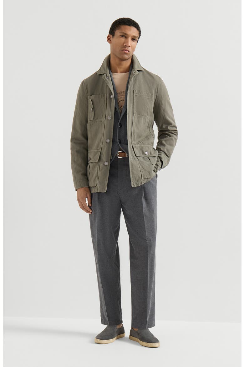 Virgin wool, cotton and silk mouliné trousers with pleat, Alternate, color, Anthracite