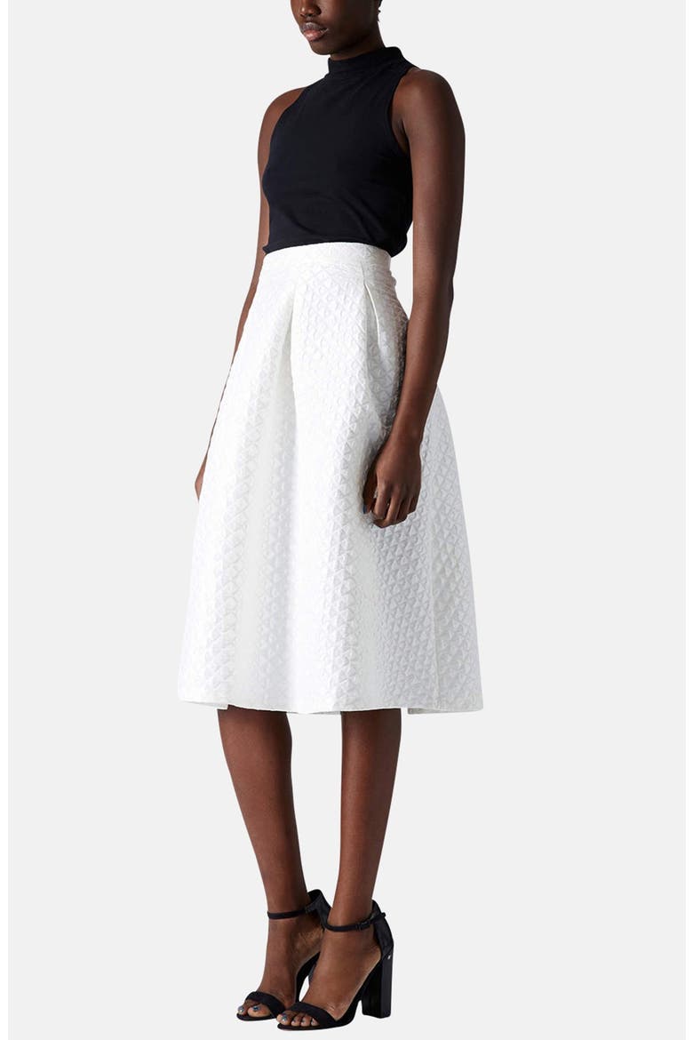 Diamond Jacquard Midi Skirt, Alternate, color, WHITE