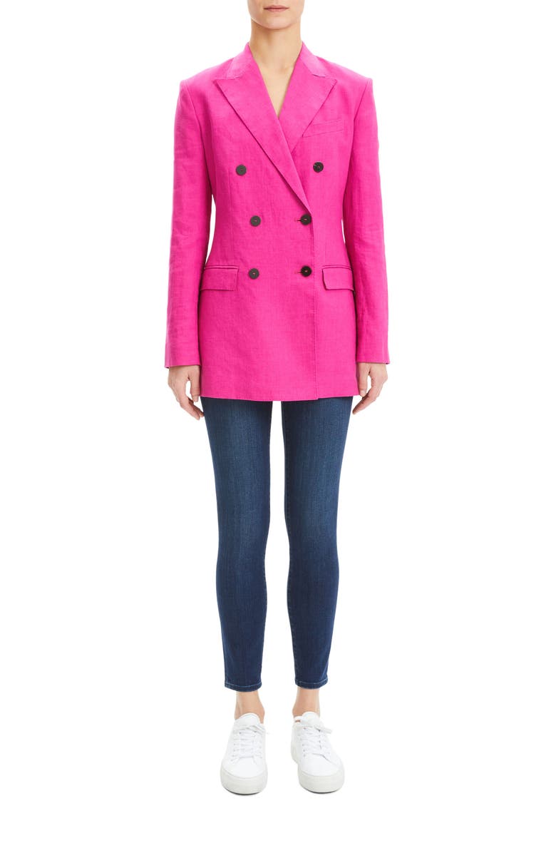 Theory Double Breasted Linen Blazer, Alternate, color, 