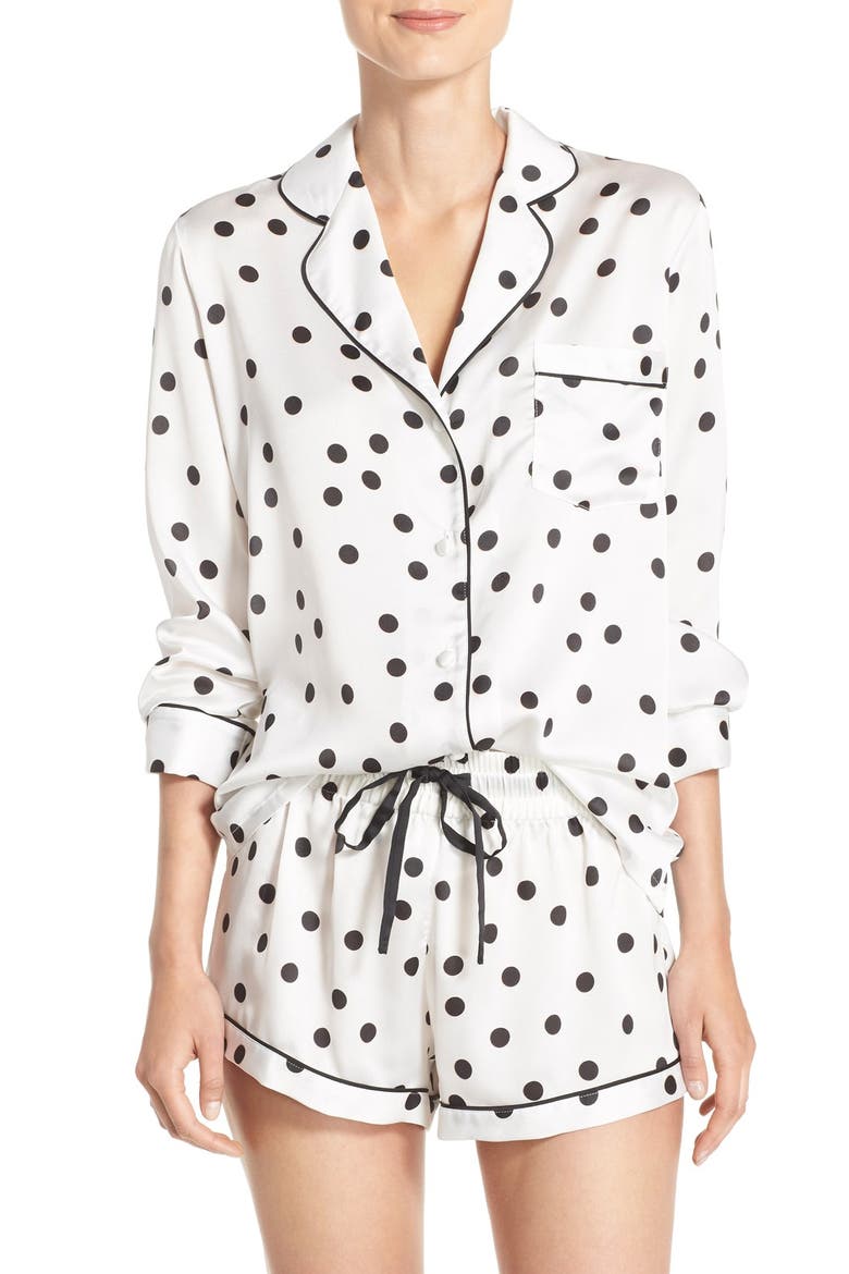 kate spade new york satin short pajamas, Main, color, SHADOW DOT