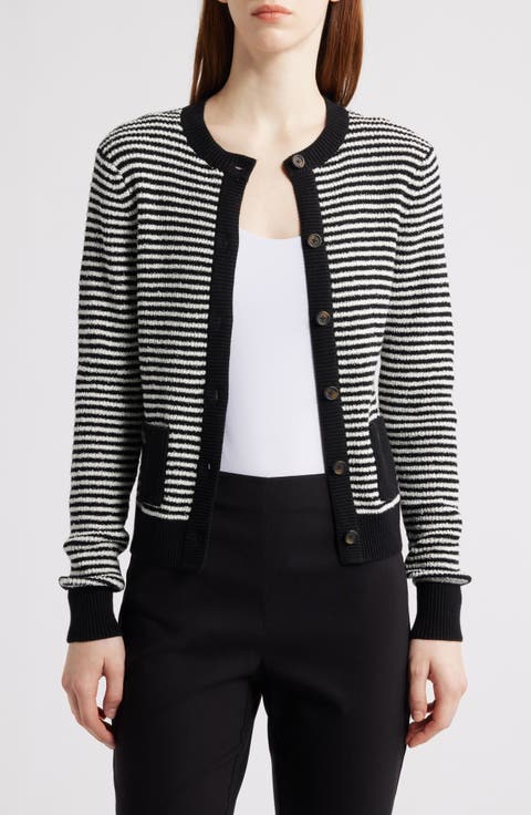 Textured Stripe Button Cardigan