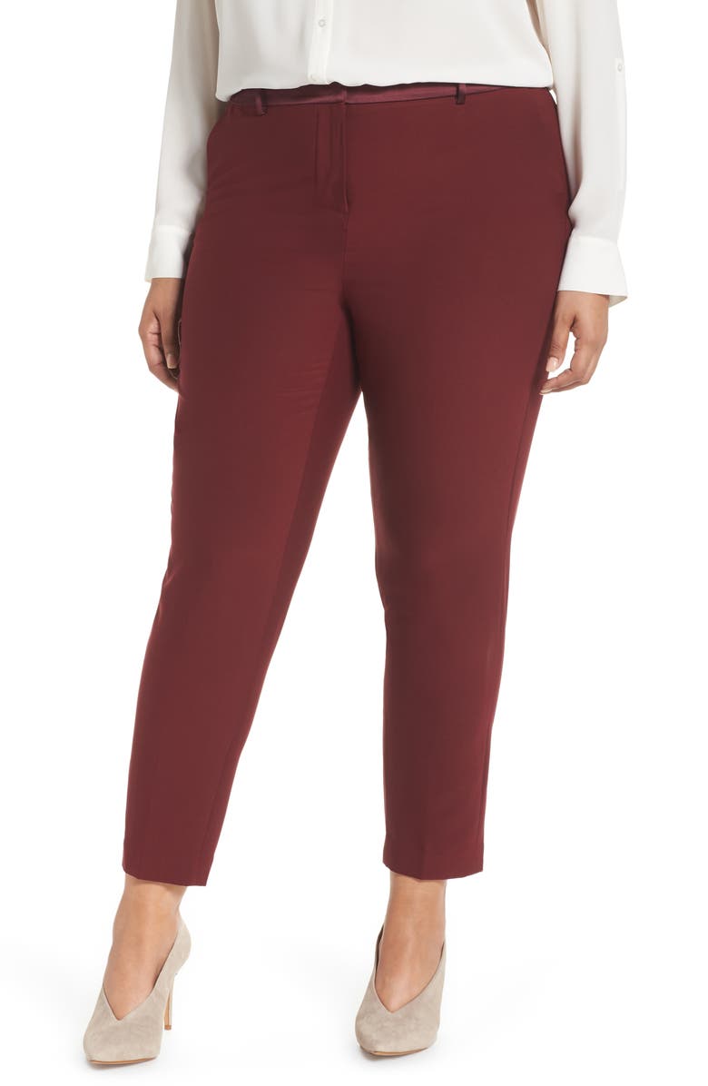 Sejour Satin Trim Ankle Pants, Main, color, 