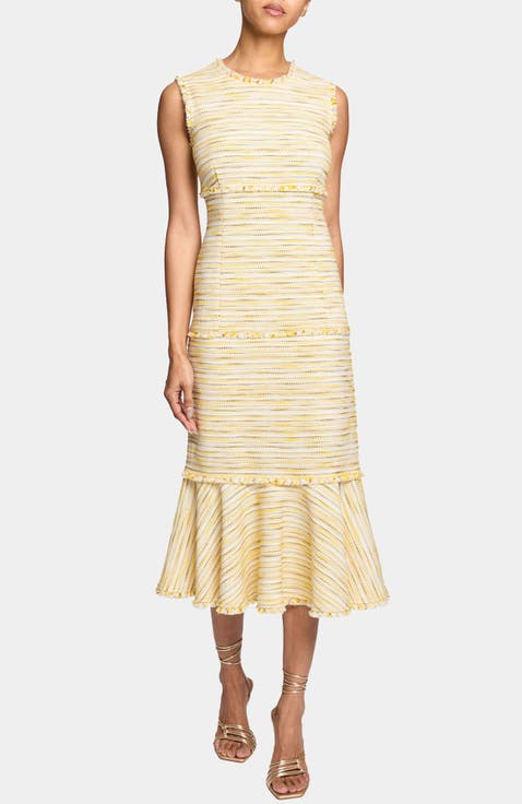 ANDI Sleeveless Fit and Flare Sheath Dress in Lightweight Cotton Tweed