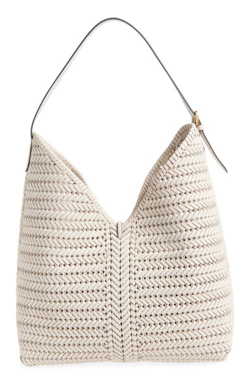 Anya Hindmarch The Neeson Herringbone Woven Leather Hobo In Chalk