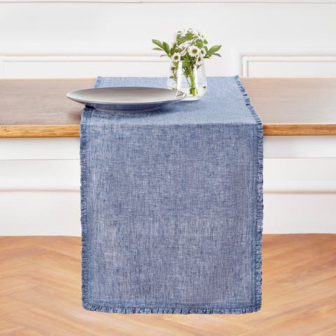 Linen Table Runner for Dining Table, Holiday and Everyday Table Decor - Juliette Ruffle