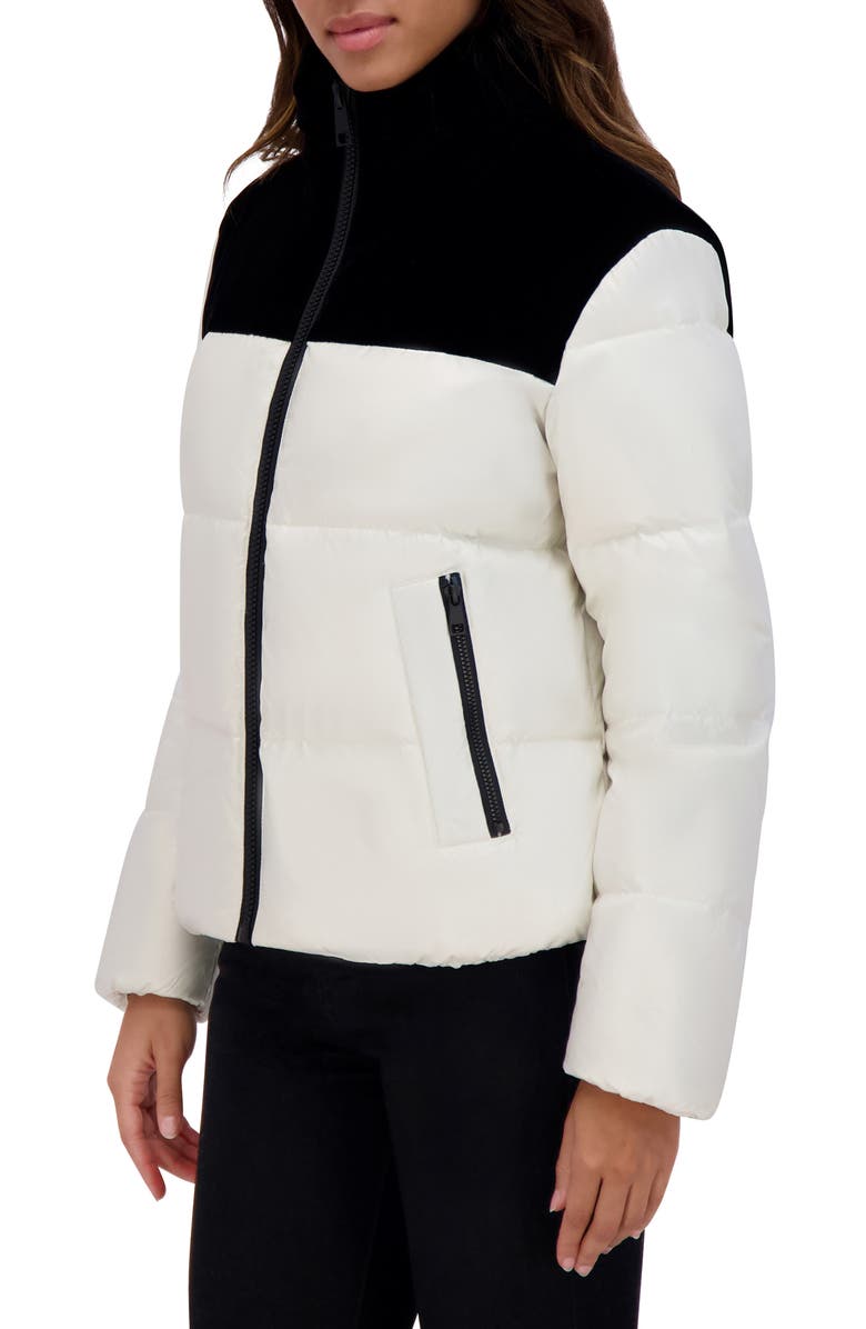 Andrew Marc Tilly Modern Down & Feather Fill Crop Jacket, Alternate, color, Birch