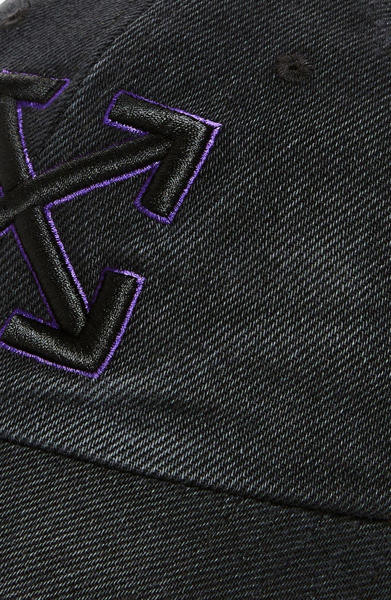 Off-White Arrow Distressed Denim Baseball Cap, Alternate, color, 