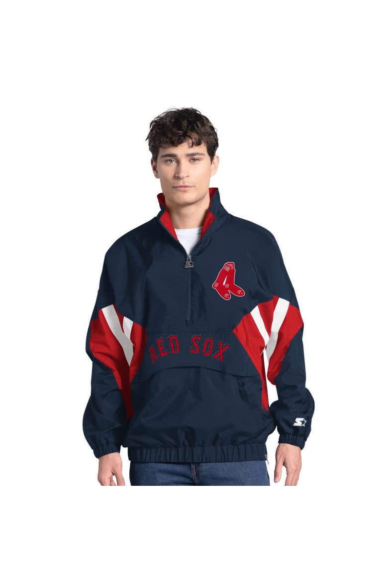 Men's Starter  Navy Boston Red Sox Cooperstown Chief Half-Zip Pullover, Alternate, color, Navy