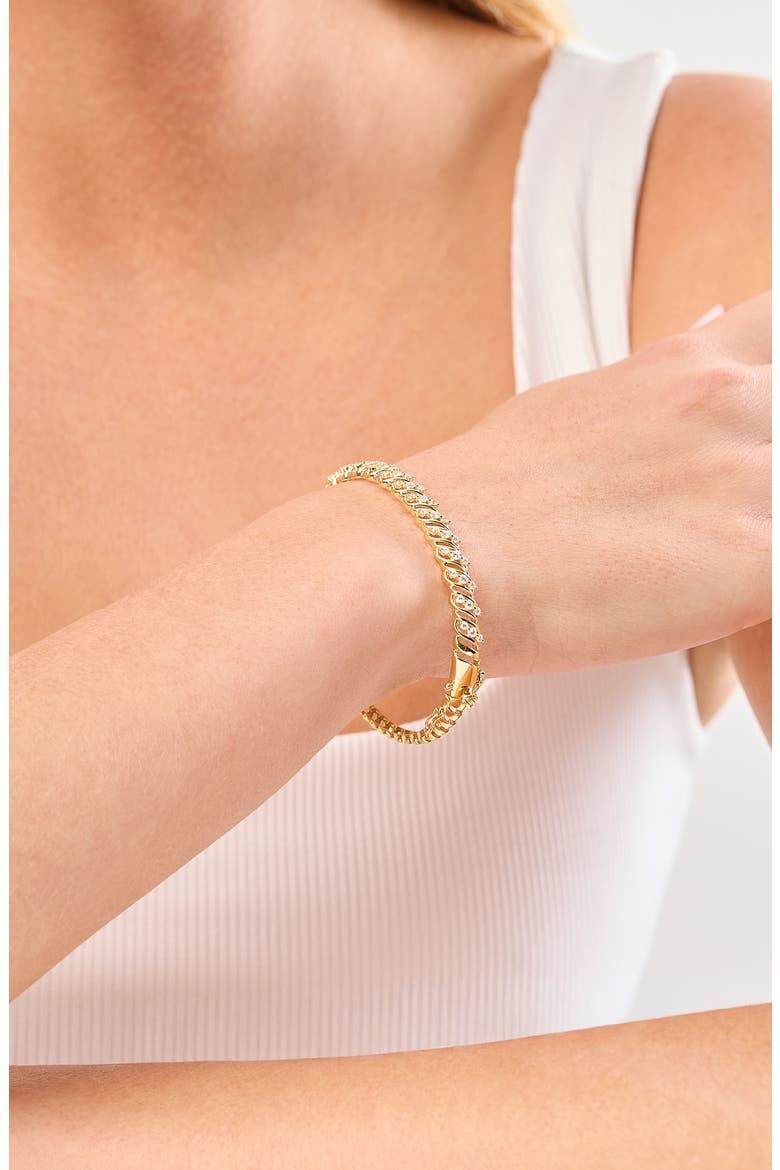 18K Gold Florentine Diamond Bangle Bracelet (Online Trunk Show), Alternate, color, 18K YELLOW GOLD