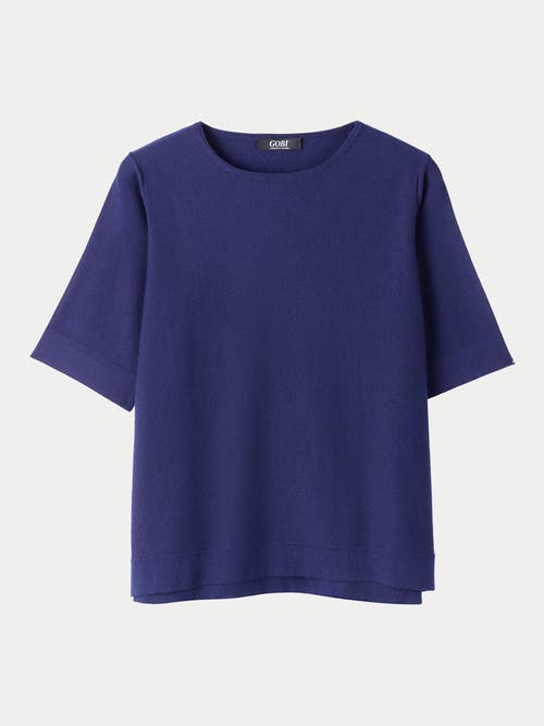 Gobi Mongolian Cashmere Cotton Silk Cashmere T-shirt In Navy