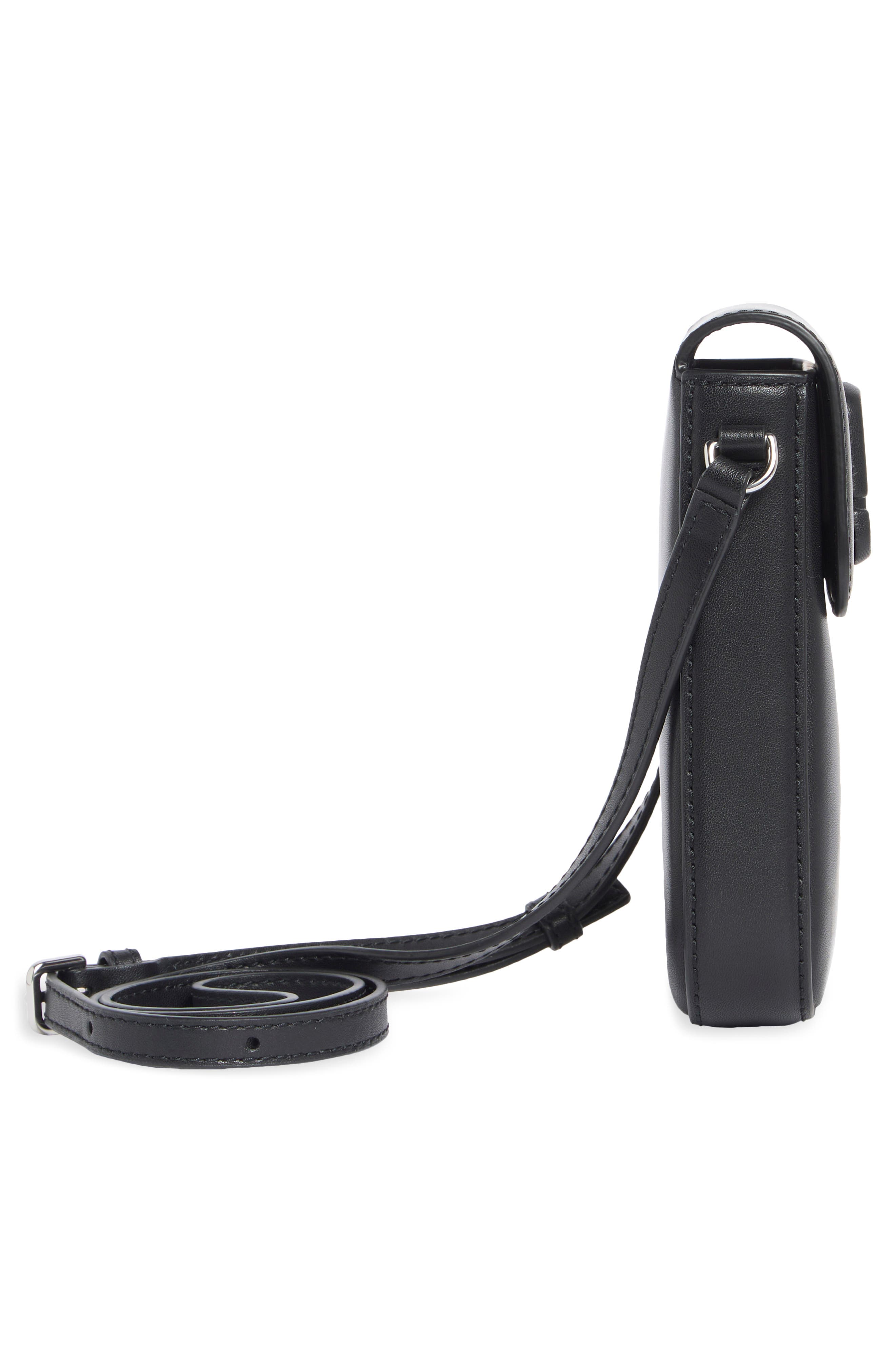 The Phone Leather Crossbody Bag, Alternate, color, BLACK